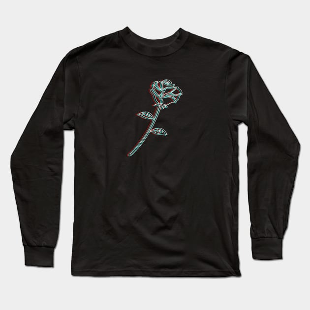 AESTHETIC ROSE CLASSIC 3D GLITCH Long Sleeve T-Shirt by JWOLF